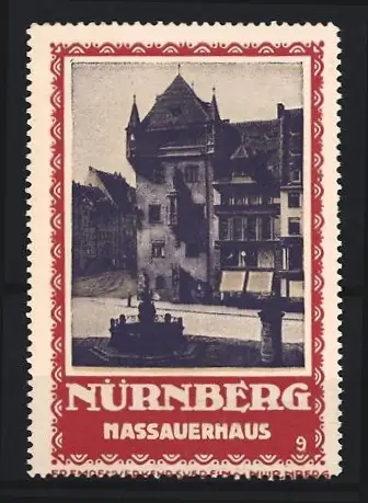 Reklamemarke Nürnberg, Nassauerhaus, historische Architekturansicht