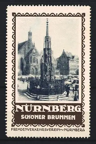 Reklamemarke Nürnberg, Fremdenverkehrsverein, Schöner Brunnen, Brunnenansicht