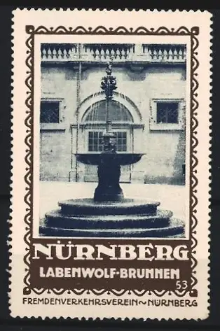 Reklamemarke Nürnberg, Fremdenverkehrsverein, Labenwolf-Brunnen, Brunnen im Innenhof