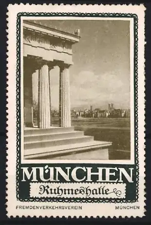 Reklamemarke München, Fremdenverkehrsverein, Ruhmeshalle, Säulenansicht