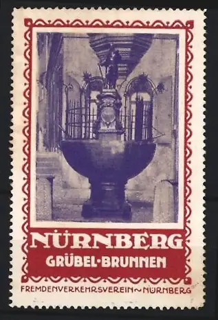 Reklamemarke Nürnberg, Fremdenverkehrsverein, Grübel-Brunnen, Brunnenstatue