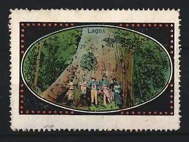 Reklamemarke Lagos, Baumriesen im Wald, Naturerlebnis