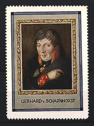 Reklamemarke Gerhard v. Scharnhorst, Porträt eines Generals