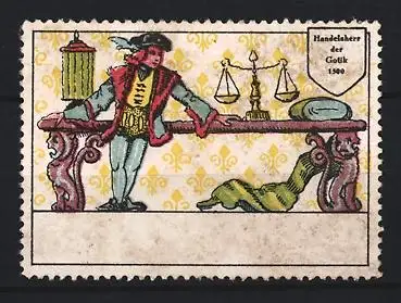 Reklamemarke Handelsherr der Gotik 1500, Waage