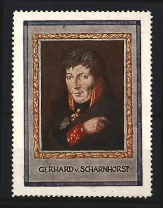 Reklamemarke Gerhard v. Scharnhorst, Porträt eines Offiziers