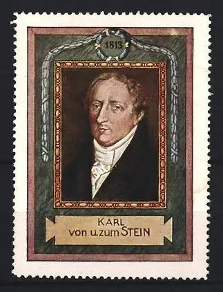 Reklamemarke Karl von und zum Stein, Freiherr vom Stein, Portrait 1813