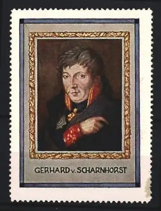 Reklamemarke Gerhard v. Scharnhorst, Porträt mit Uniform