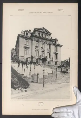 Fotografie Lichtdruck Ernst Wasmuth, Berlin, Ansicht Stuttgart, Villa Steiner, Panoramastrasse 15, Architekt Lambert