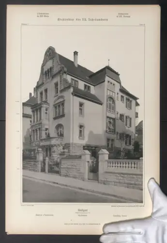 Fotografie Lichtdruck Ernst Wasmuth, Berlin, Ansicht Stuttgart, Wohnhaus in der Stafflenbergstrasse 26, Arch. Förstner