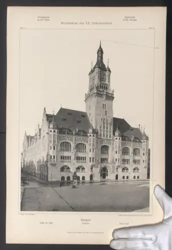 Fotografie Lichtdruck Ernst Wasmuth, Berlin, Ansicht Stuttgart, Gesamtansicht vom Rathaus, Arch. J. Vollmer, H. Jassoy