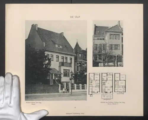 Fotografie Lichtdruck Baumgärtners Buchhandlung, Leipzig, Ansicht Bremen, Wohnhaus des Architekten Prof. Emil Högg
