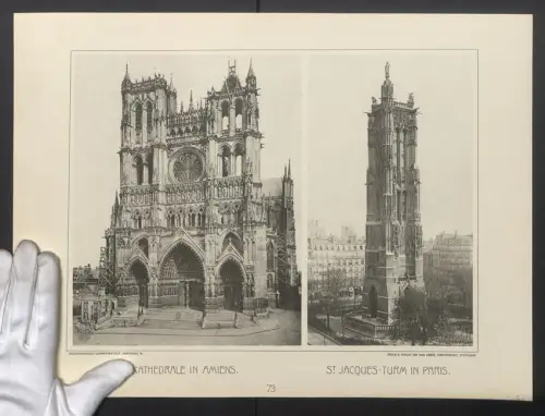 Fotografie Lichtdruck Carl Ebner, Stuttgart, Ansicht Amiens, Blick auf die Kathedrale, St. Jacques-Turm in Paris