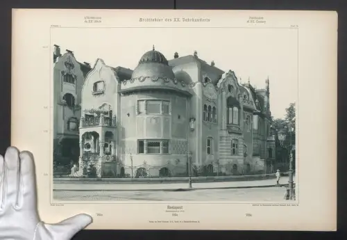 Fotografie Lichtdruck Ernst Wasmuth, Berlin, Ansicht Budapest, Villa in der Andrassystrasse 127a, Grossformat 48 x 32cm