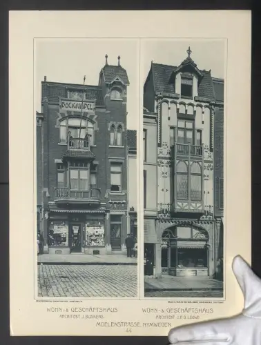 Fotografie Lichtdruck Carl Ebner, Stuttgart, Ansicht Nymwegen, Wohn- und Geschäftshaus in der Moelenstrasse, 44 x 33cm