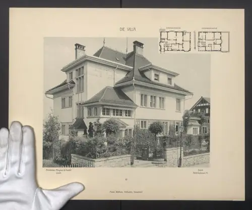 Fotografie Lichtdruck Friedrich Wolfrum, Düsseldorf, Ansicht Zürich, Villa in der Belloriastrasse 75, 40 x 32cm