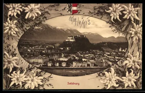 AK Salzburg, Stadtpanorama mit Festung Hohensalzburg
