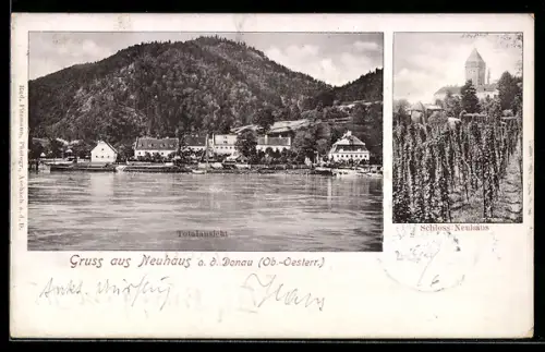 AK Neuhaus a. d. Donau, Totalansicht und Schloss Neuhaus