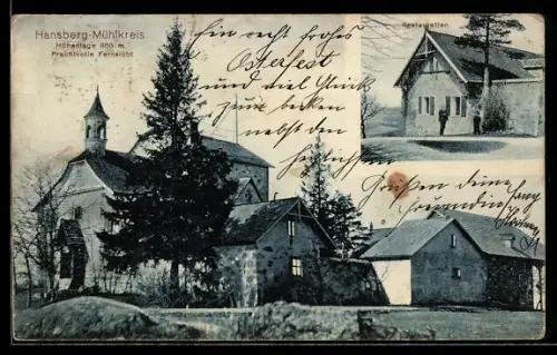 AK St. Johann am Wimberg, Hansberg, Ortsansicht mit Restaurant und Kirche