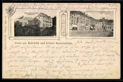 AK Rohrbach, Schloss Sprinzenstein und Marktplatz