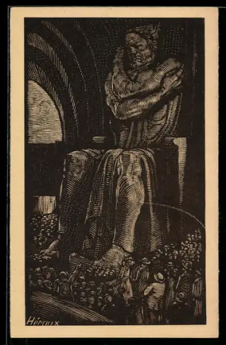 Künstler-AK Bruno Heroux: Leipzig, Völkerschlachtdenkmal, Die Tapferkeit, Innenansicht