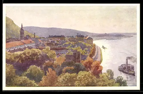 AK Hainburg, Ortsansicht, Dampfer
