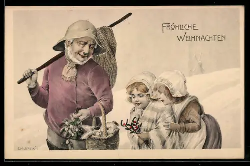 Künstler-AK R. Kratky: Alte Dame mit zwei Kindern