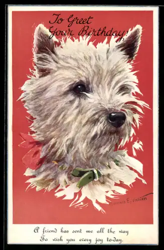 Künstler-AK Florence E. Valter: West Highland White Terrier mit Halsband