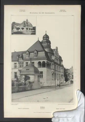 Fotografie Lichtdruck Ernst Wasmuth, Berlin, Ansicht Koblenz, Kreishaus, Architekten J. Vollmer und Jassoy, 32 x 48cm