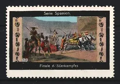 Reklamemarke Finale d. Stierkampfes, Stierkampf-Szene