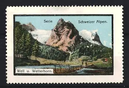 Reklamemarke Well /Schweizer Alpen, Wetterhorn, Berglandschaft