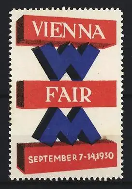 Reklamemarke Wien, Vienna Fair 1930, 3D-Textelemente