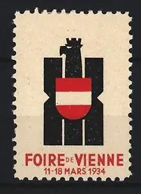Reklamemarke Wien, Foire de Vienne 1934, Adler mit Wappen