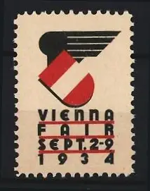 Reklamemarke Wien, Vienna Fair 1934, stilisiertes Flügelsymbol
