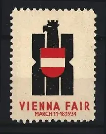 Reklamemarke Wien, Vienna Fair 1934, Adler mit Schild