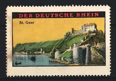 Reklamemarke St. Goar /Rhein, Burg und Flusslandschaft