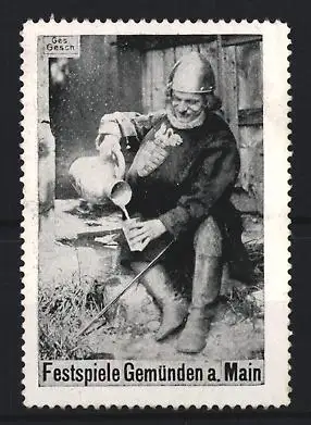 Reklamemarke Gemünden a. Main, Festspiele, Ritter beim Einschenken