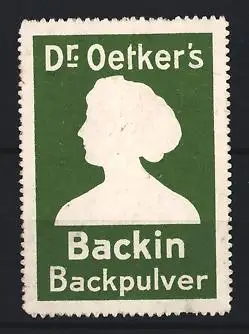 Reklamemarke Dr. Oetker`s Backin, Backpulver, Silhouette einer Frau