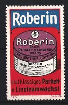 Reklamemarke Göppingen, Roberin Parkett- und Linoleumwachs, Wachsbehälter