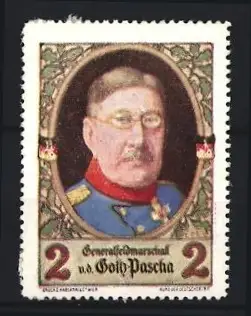 Reklamemarke Generalfeldmarschall v.d. Goltz Pascha, Porträt