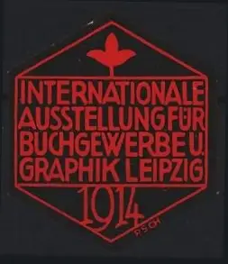 Reklamemarke Leipzig, Internationale Ausstellung für Buchgewerbe u. Graphik 1914, Blume
