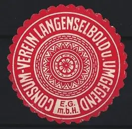 Reklamemarke Langenselbold, Consum-Verein Langenselbold u. Umgebung, Rotes Emblem