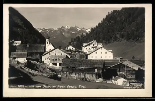 AK Vent /Ötztal, Ortsansicht mit Kirche und Gasthaus zur Post, Stubaier Alpen