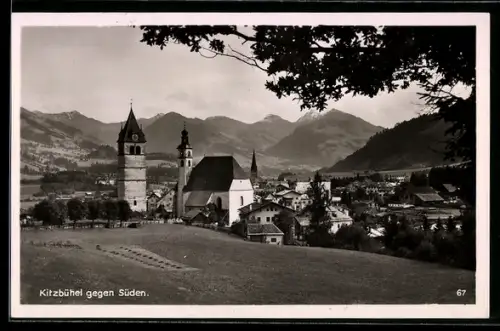 AK Kitzbühel, Blick gegen Süden mit Ortsansicht