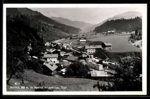 AK Wildschönau /Tirol, Mühltal, Panorama mit Ort und Bergen