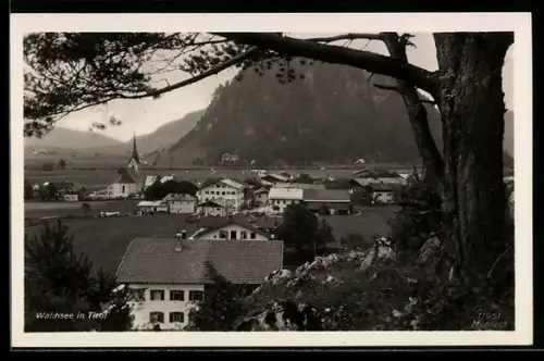 AK Walchsee in Tirol, Ort mit Kirche und Bergpanorama