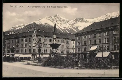 AK Innsbruck, Margarethenplatz mit Rudolfsbrunnen