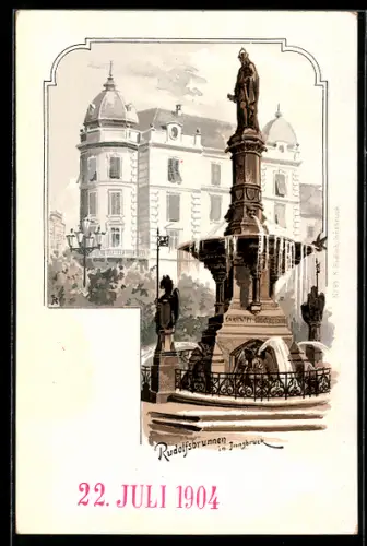 Lithographie Innsbruck, Der Rudolfsbrunnen