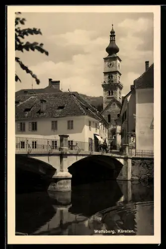 AK Wolfsberg /Kärnten, Brücke mit Kirchturm
