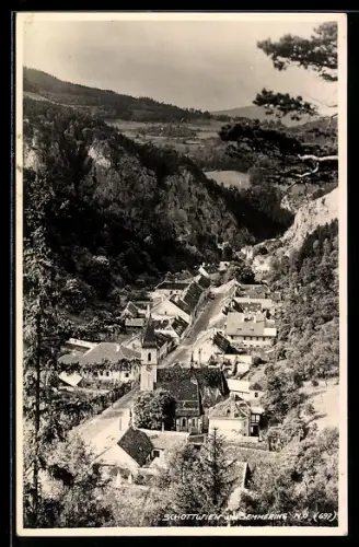 AK Schottwien bei Semmering, Talansicht mit Kirche