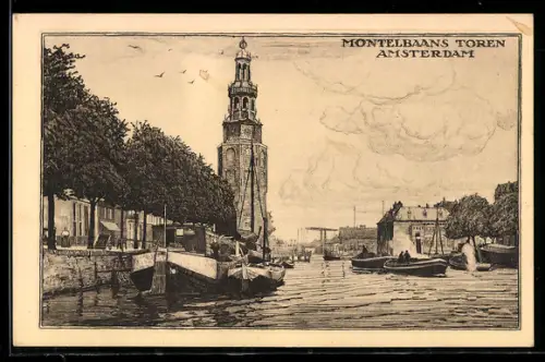 Künstler-AK Amsterdam, Montelbaans Toren